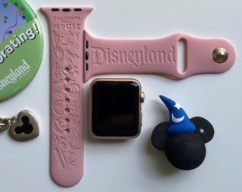 Disneyland Themed Engraved Apple Watch Band | 24 Colors | 38mm 40mm 41mm 42mm 44mm 45mm 49mm | Personalized Apple Watch Strap