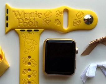 Winnie the Pooh Engraved Apple Watch Band | 24 Colors | 38mm 40mm 41mm 42mm 44mm 45mm 49mm | Personalized Apple Watch Strap