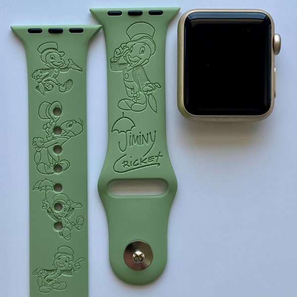 Jiminy Cricket Engraved Apple Watch Band | 24 Colors | 38mm 40mm 41mm 42mm 44mm 45mm 49mm 49mm | Personalized Apple Watch Strap