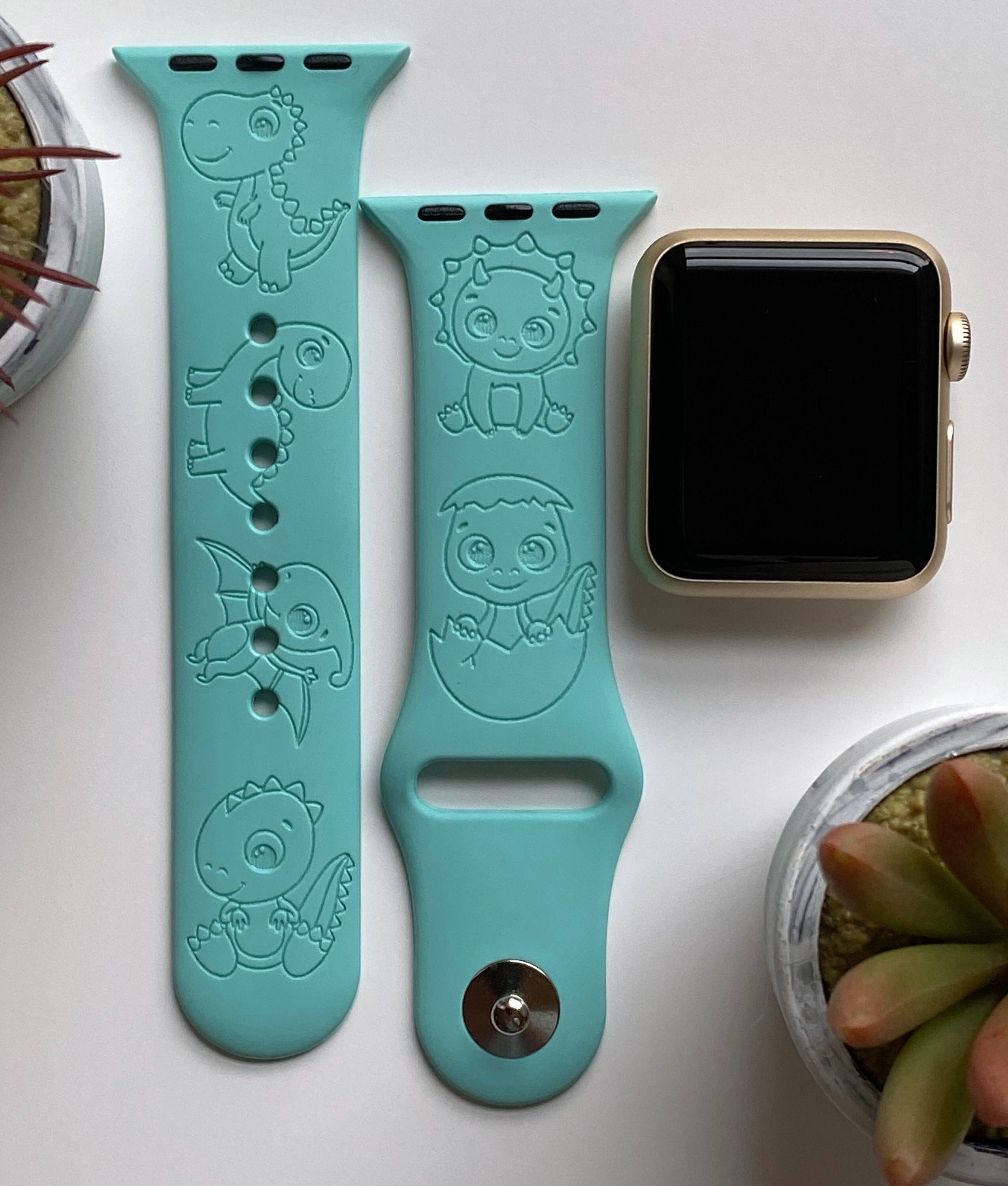 Dinosaur Engraved Apple Watch Band 24 Colors 38mm 40mm 42mm 44mm