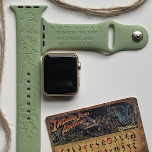 Indiana Jones Inspired Engraved Apple Watch Band | 24 Colors | 38mm 40mm 41mm 42mm 44mm 45mm 49mm | Personalized Apple Watch Strap
