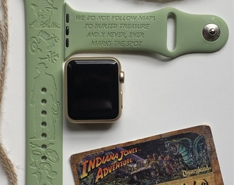 Indiana Jones Inspired Engraved Apple Watch Band | 24 Colors | 38mm 40mm 41mm 42mm 44mm 45mm 49mm | Personalized Apple Watch Strap