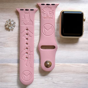 Scarlet Witch Engraved Apple Watch Band, 24 Colors, 38mm 40mm 41mm 42mm 44mm 45mm 46mm 49mm, Personalized Apple Watch Strap