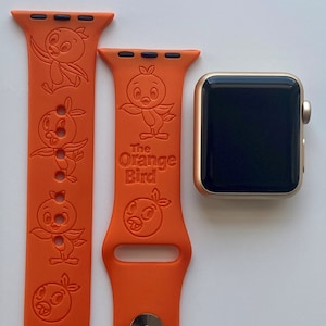 Der orange Vogel gravierte Apple-Armband | 24 Farben | 38mm 40mm 42mm 44mm 45mm 49mm | Personalisierter Apple Uhrenarmband