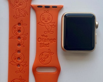 The Orange Bird Engraved Apple Watch Band | 24 Colors | 38mm 40mm 42mm 44mm 45mm 49mm | Personalized Apple Watch Strap