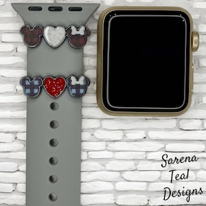 Mickey and Minnie Plaid Watch Band Slider Charm, Magic Band, Fitness Tracker