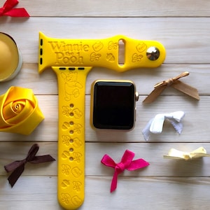 Winnie the Pooh Engraved Apple Watch Band, 24 Colors, 38mm 40mm 41mm 42mm 44mm 45mm 46mm 49mm, Personalized Apple Watch Strap