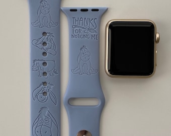 Eeyore Monogram Engraved Apple Watch Band | 24 Colors | 38mm 40mm 41mm 42mm 44mm 45mm 49mm | Personalized Apple Watch Strap