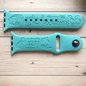 Pocahontas Inspired Engraved Apple Watch Band, 24 Colors, 38mm 40mm 41mm 42mm 44mm 45mm 46mm 49mm, Personalized Apple Watch Strap