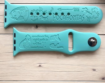 Correa para Apple Watch grabada inspirada en Pocahontas, 24 colores, 38 mm 40 mm 41 mm 42 mm 44 mm 45 mm 46 mm 49 mm, Correa personalizada para Apple Watch