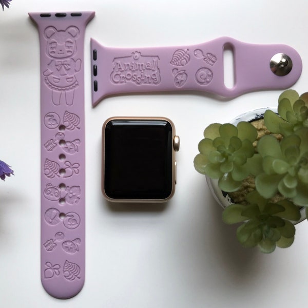 Animal Crossing Engraved Apple Watch Band | 24 Colors | 38mm 40mm 42mm 44mm 45mm 49mm | Personalized Apple Watch Strap