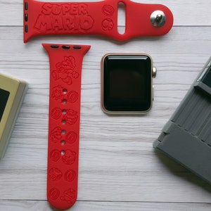 Super Mario Engraved Apple Watch Band 24 Colors 38mm 40mm 41mm 42mm 44mm 45mm 46mm 49mm Personalized Apple Watch Strap Etsy