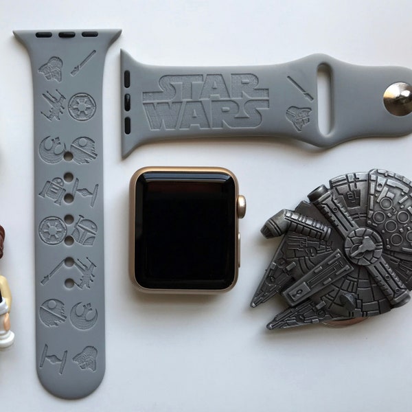 Star Wars Monogram Engraved Apple Watch Band | 24 Colors | 38mm 40mm 41mm 42mm 44mm 45mm 49mm | Personalized Apple Watch Strap