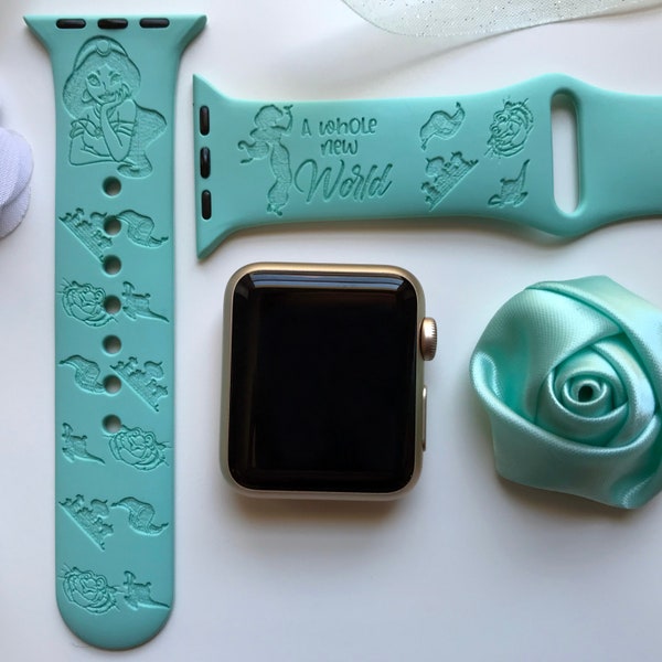 Aladdin 'Jasmine' Engraved Apple Watch Band | 24 Colors | 38mm 40mm 42mm 44mm 45mm 49mm | Personalized Apple Watch Strap