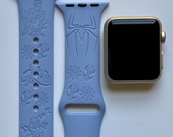 Spider-Man Engraved Apple Watch Band | 24 Colors | 38mm 40mm 41mm 42mm 44mm 45mm 49mm | Personalized Apple Watch Strap