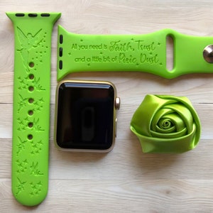 Tinker Bell Engraved Apple Watch Band, 24 Colors, 38mm 40mm 41mm 42mm 44mm 45mm 46mm 49mm, Personalized Apple Watch Strap