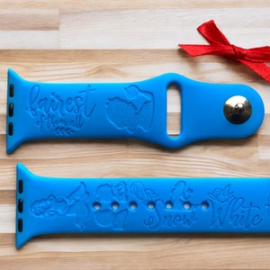 Snow White Engraved Apple Watch Band, 24 Colors, 38mm 40mm 41mm 42mm 44mm 45mm 46mm 49mm, Personalized Apple Watch Strap