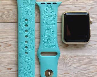 Chip and Dale Engraved Silicone Smart Watch Band