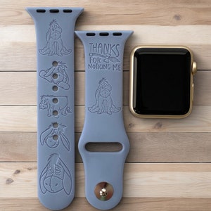 Eeyore Monogramm Apple Uhrenarmband, 24 Farben, 38 mm 40 mm 41 mm 42 mm 44 mm 45 mm 46 mm 49 mm, personalisiertes Apple Uhrenarmband