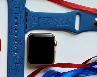 Avengers Inspired Engraved Apple Watch Band | 24 Colors | 38mm 40mm 42mm 44mm 45mm 49mm | Personalized Apple Watch Strap