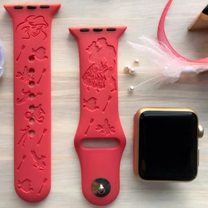 The Little Mermaid &#39;Ariel&#39; Engraved Apple Watch Band, 24 Colors, 38mm 40mm 41mm 42mm 44mm 45mm 46mm 49mm, Personalized Apple Watch Strap