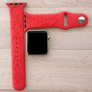 Teacher Engraved Apple Watch Band, 24 Colors, 38mm 40mm 41mm 42mm 44mm 45mm 46mm 49mm, Personalized Apple Watch Strap