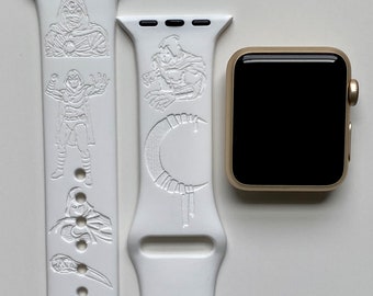Moon Knight Themed Engraved Apple Watch Band | 24 Colors | 38mm 40mm 42mm 44mm 45mm 49mm | Personalized Apple Watch Strap