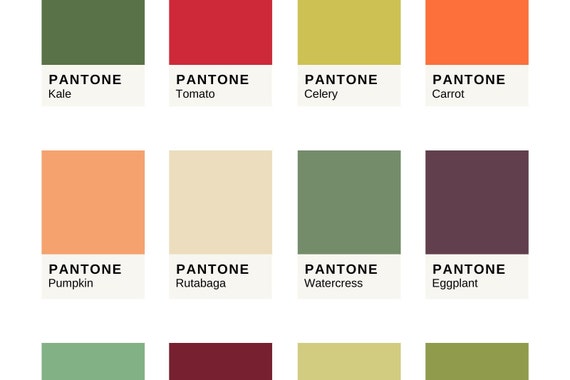 Eat Your Veggies Pantone Colors Printable Wall Art Etsy