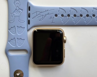 Bracelet pour montre Apple Watch gravé Donald Duck | 24 couleurs | 38 mm 40 mm 41 mm 42 mm 44 mm 45 mm 49 mm | Bracelet Apple Watch personnalisé