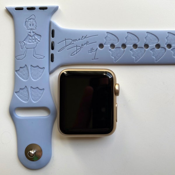 Bracelet pour montre Apple Watch gravé Donald Duck | 24 couleurs | 38 mm 40 mm 41 mm 42 mm 44 mm 45 mm 49 mm | Bracelet Apple Watch personnalisé