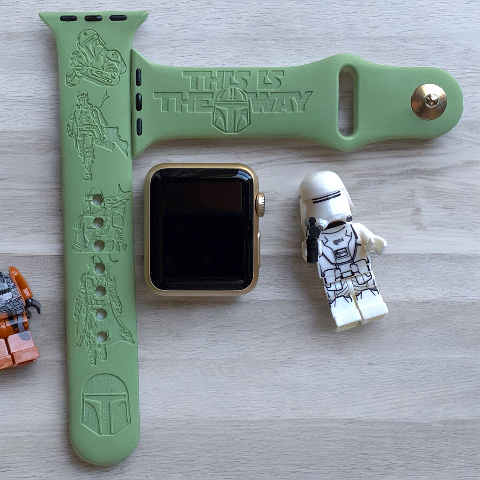 Star Wars Mandalorian The Child Gray and Orange  Apple Watch Band Star Wars Rebel Squadron 3D Smart Watch Band - Officially  main image 2