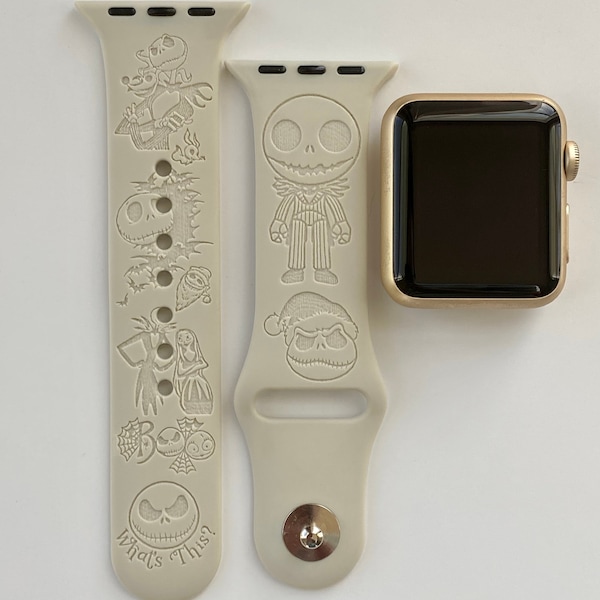 Jack Skellington Engraved Apple Watch Band | 24 Colors | 38mm 40mm 42mm 44mm 45mm 49mm | Personalized Apple Watch Strap
