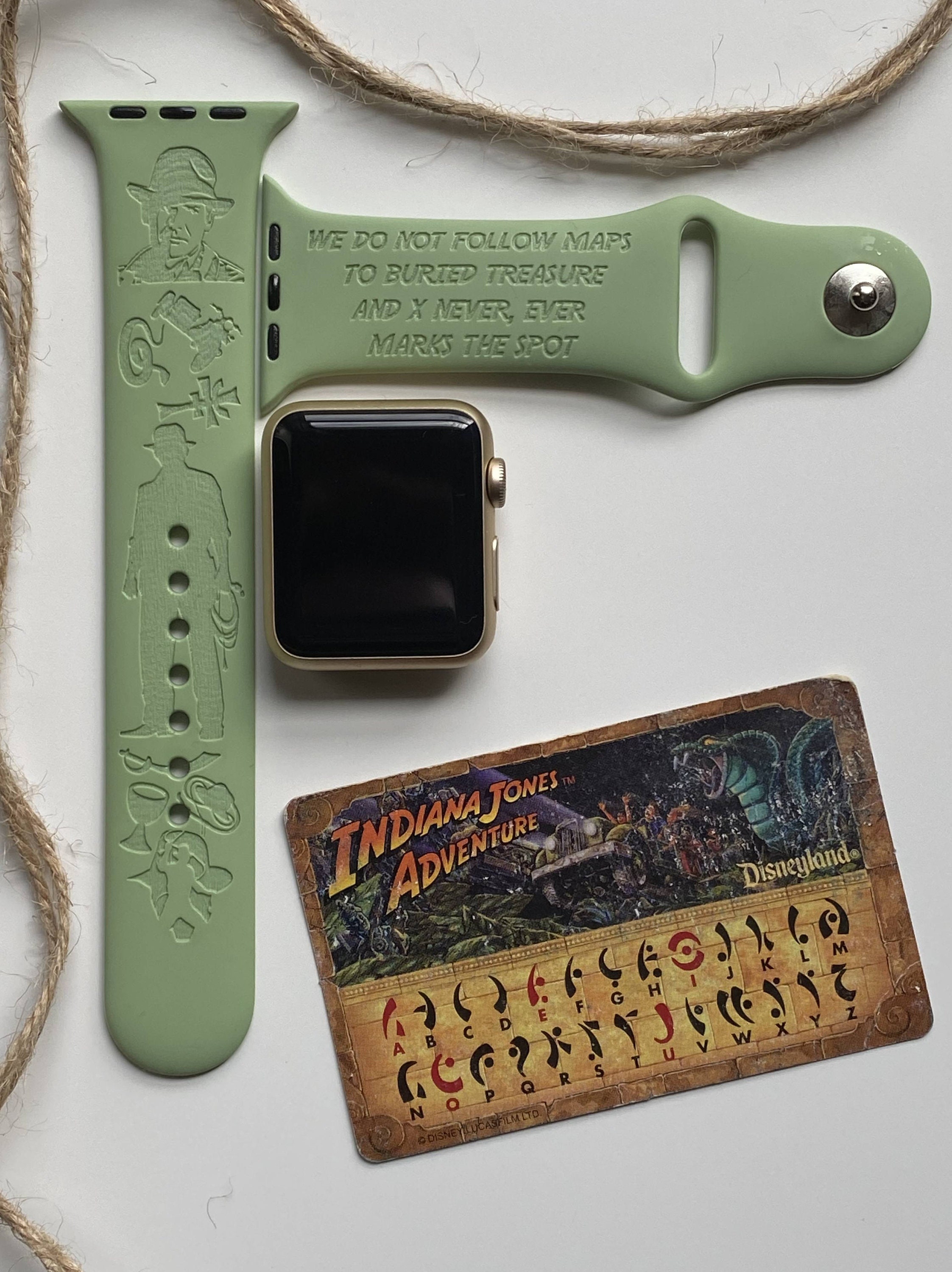 Indiana Jones Inspired Engraved Apple Watch Band 24 Colors 38mm
