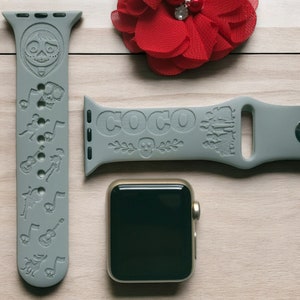 Coco the Movie Engraved Apple Watch Band, 24 Colors, 38mm 40mm 41mm 42mm 44mm 45mm 46mm 49mm, Personalized Apple Watch Strap