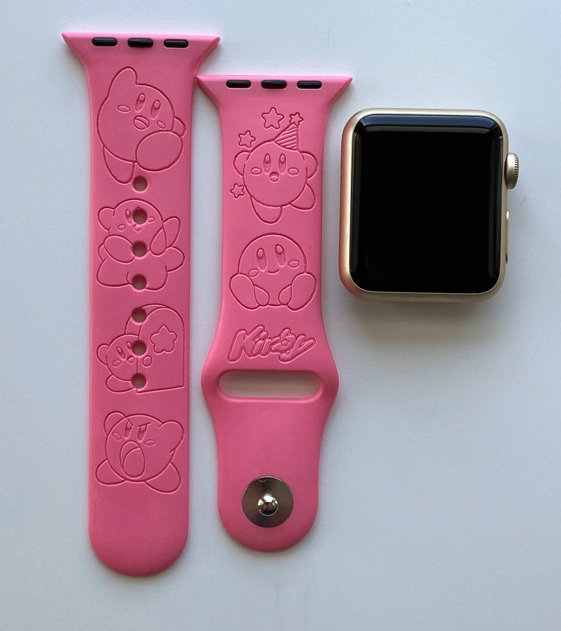 Kirby Engraved Apple Watch Band 24 Colors 38mm 40mm 41mm 42mm 44mm 45mm 49mm Personalized Apple Watch Strap image 1
