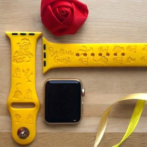 Beauty and the Beast Engraved Apple Watch Band, 24 Colors, 38mm 40mm 41mm 42mm 44mm 45mm 46mm 49mm, Personalized Apple Watch Strap
