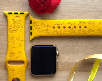 Pasek do Apple Watch z grawerunkiem Piękna i Bestia, 24 kolory, 38 mm 40 mm 41 mm 42 mm 44 mm 45 mm 46 mm 49 mm, Personalizowany pasek do Apple Watch