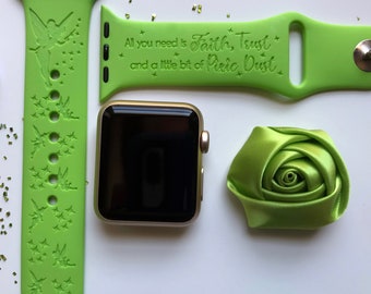 Tinker Bell Engraved Apple Watch Band | 24 Colors | 38mm 40mm 41mm 42mm 44mm 45mm 49mm | Personalized Apple Watch Strap
