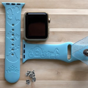 Cinderella Inspired Engraved Apple Watch Band, 24 Colors, 38mm 40mm 41mm 42mm 44mm 45mm 46mm 49mm, Personalized Apple Watch Strap