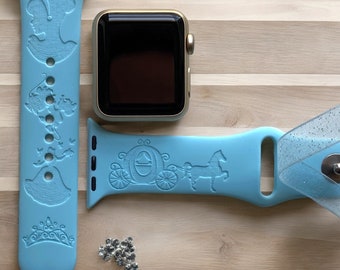 Cinderella Inspired Engraved Apple Watch Band, 24 Colors, 38mm 40mm 41mm 42mm 44mm 45mm 46mm 49mm, Personalized Apple Watch Strap