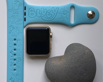 Bluey Engraved Apple Watch Band | 24 Colors | 38mm 40mm 42mm 44mm 45mm 49mm | Personalized Apple Watch Strap