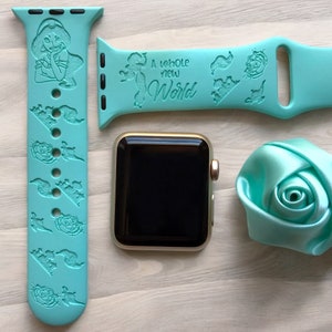 Aladdin &#39;Jasmine&#39; Engraved Apple Watch Band, 24 Colors, 38mm 40mm 41mm 42mm 44mm 45mm 46mm 49mm, Personalized Apple Watch Strap