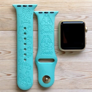 Chip and Dale Engraved Apple Watch Band, 24 Colors, 38mm 40mm 41mm 42mm 44mm 45mm 46mm 49mm, Personalized Apple Watch Strap