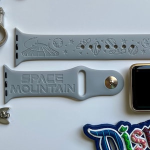 Space Mountain Engraved Apple Watch Band | 24 Colors | 38mm 40mm 41mm 42mm 44mm 45mm 49mm | Personalized Apple Watch Strap