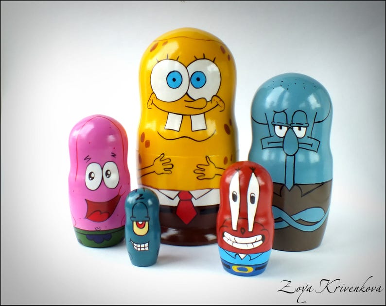 Nesting doll Matryoshka SpongeBob SquarePants 5 Etsy
