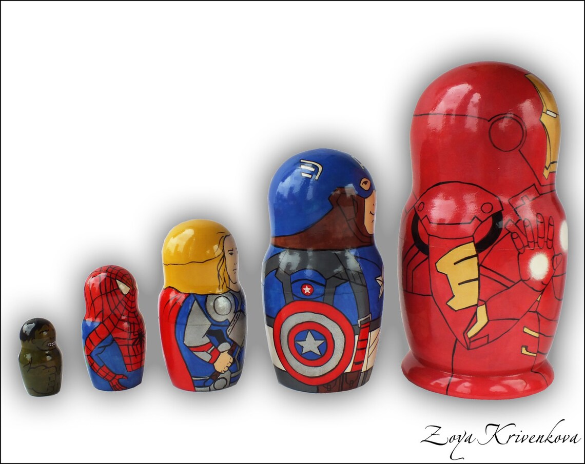 Nesting doll Marvel comics Avengers Superhero Geek Gift Etsy