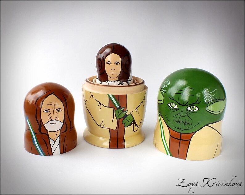 Nesting Doll Star Wars Light Side Geek Gift Matryoshka Yoda Etsy