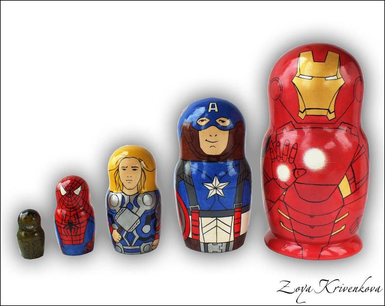 Nesting doll Marvel comics Avengers Superhero Geek Gift Etsy