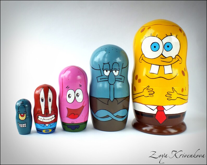 Nesting doll Matryoshka SpongeBob SquarePants 5 Etsy