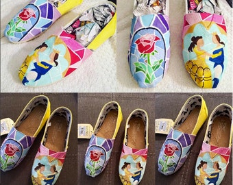 Beauty and the Beast Canvas Shoes TOMS - Size 9